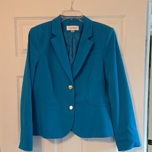 Calvin Klein Women's Teal Blazer with Gold Buttons
